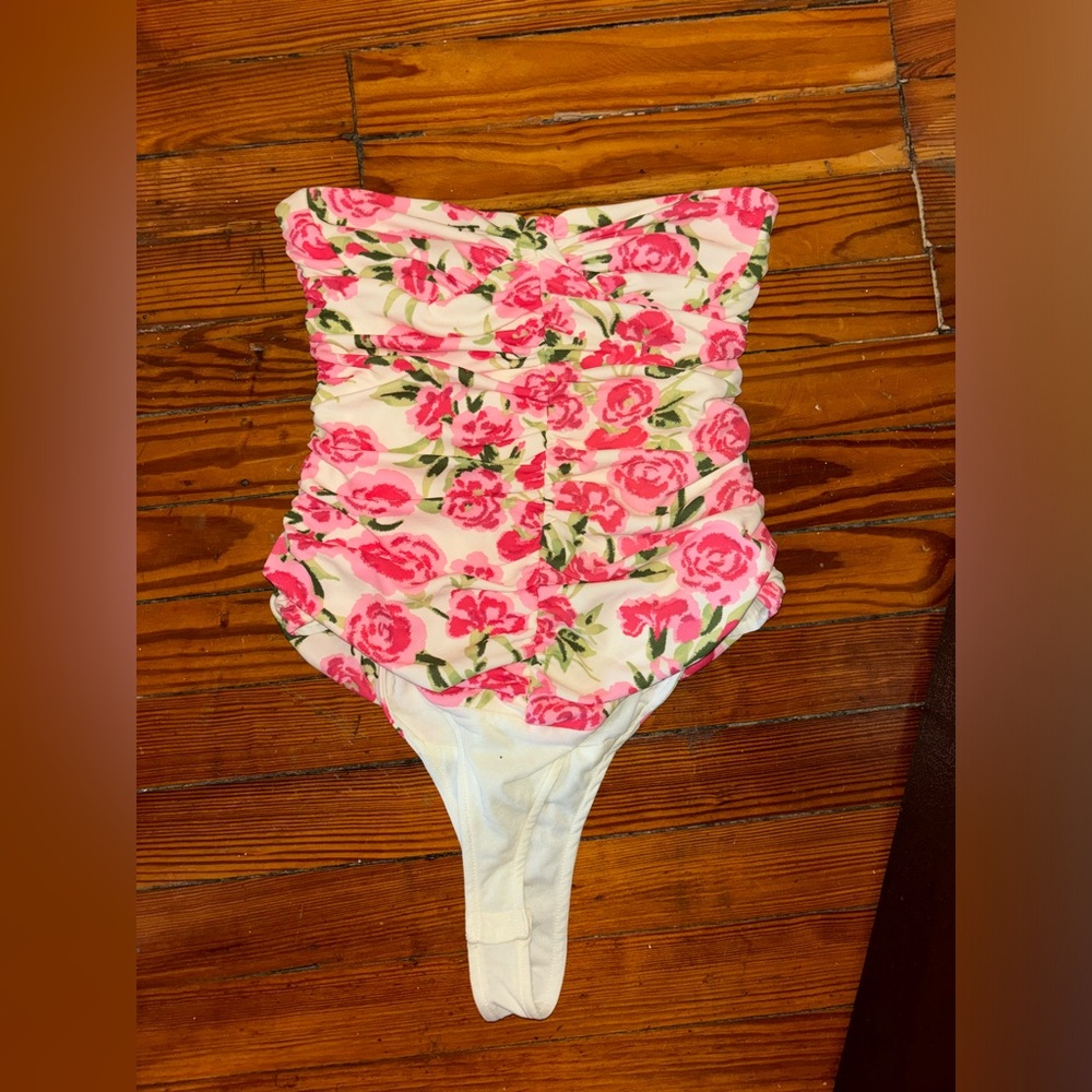 ZARA Draped Floral bodysuit